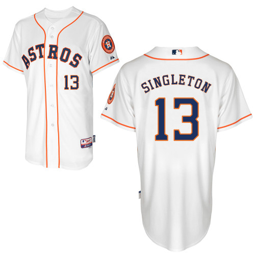 Jon Singleton #13 MLB Jersey-Houston Astros Men's Authentic Home White Cool Base Baseball Jersey